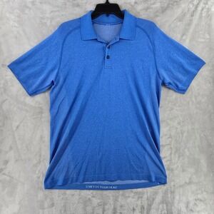 Lululemon Peformance Polo Mens‎ Large Blue Polyester Wicking Streach Gym Preppy